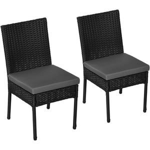 Outsunny Cushioned 2 Pieces Rattan Garden Chairs by Outsunny