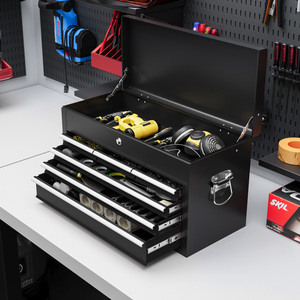 HOMCOM Lockable Metal Tool Chest - Black by HOMCOM