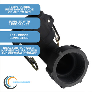 Camlock Coupler (2 inch) to BSP Female (2 Inch) 90-degree elbow - Black by DNA PACKAGING LTD