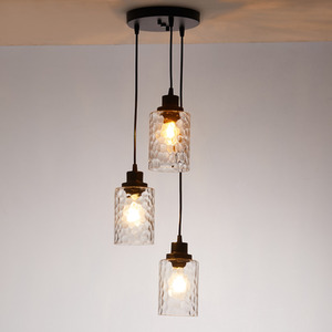 3-Light Chandelier with Wave Glass Lampshade - Black by Livingandhome