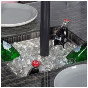 Arizona Square Rattan Patio Dining Set with Ice Bucket Drinks Cooler - Brown / 6 by Giardino