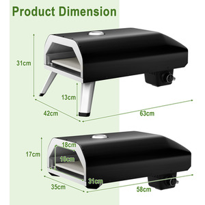 4KW Foldable Pizza Oven - Black by Costway
