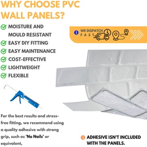 3D Wall Panels (96x48 cm) PVC Cladding Panel Brick Effect by NOVECRAFTO