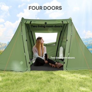 Outsunny Camping Tent with Living Area and 2 Bedrooms - Green by Outsunny