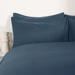 Plain Dyed Duvet Cover Set - Denim Blue / Single by Brentfords