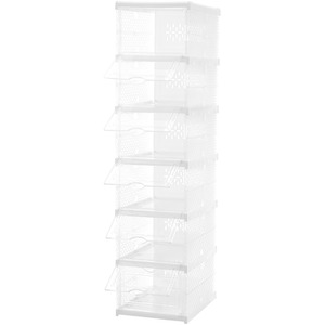6-Tier Foldable Shoe Storage Box - White by Livingandhome