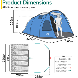Braddon 5 Man Tunnel Tent - Blue by Trail
