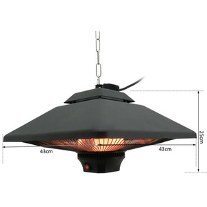 Outsunny 2kw Outdoor Hanging Ceiling Mounted Electric Heater - Black by Outsunny