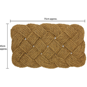 Natural Coir Hand Made Knotted Rope Doormat - Natural by JVL