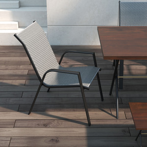 Outsunny Rattan Garden Chairs Set of 4, Stackable Outdoor Armchair by Outsunny