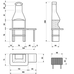 Jesolo 2 Masonry BBQ with Side Table - White by Palazzetti