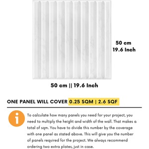 3D Wall Panels (50x50 cm) PVC Cladding Panel in 3D Fluted Line Design by NOVECRAFTO