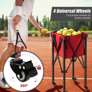Foldable Tennis Ball Cart - Red by Costway