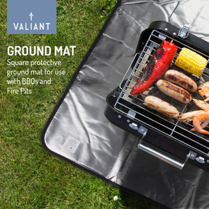 Portable BBQ and Protective Ground Mat Set in Black - Black by Valiant