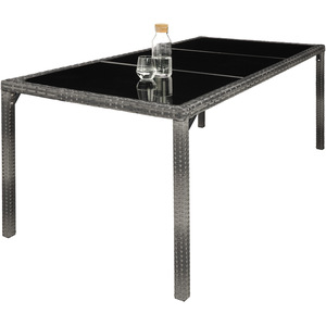 Rattan Garden Furniture Set 81 With Protective Cover - Mottled Grey/Grey by tectake