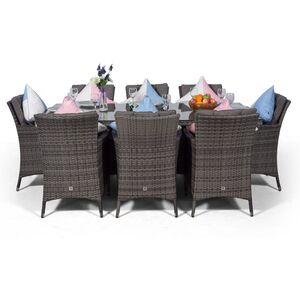 Savannah Square Rattan Patio Dining Set with Ice Bucket Drinks Cooler - Grey / 8 by Giardino