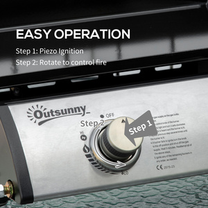 Outsunny Portable Gas BBQ Plancha Grill with 2 Burners - Silver by Outsunny