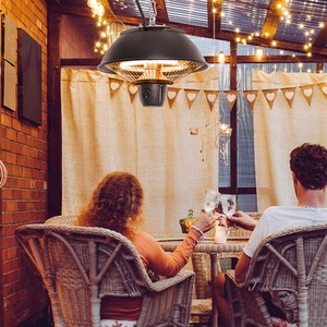 600W Halogen Ceiling Patio Heater - Black