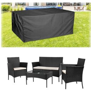 Black 4 PCS Rattan Garden Furniture Set - Black / Cover by Bigzzia