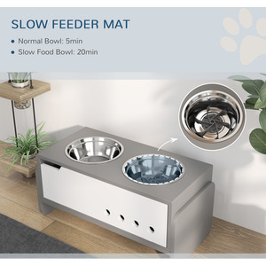 PawHut adjustable Raised Dog Bowls - Grey by PawHut