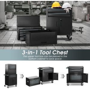 3-in-1 Tool Storage Cabinet Rolling Tool Chest by Costway