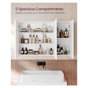 VASAGLE Wall Cabinet with Bathroom Mirror - White by VASAGLE