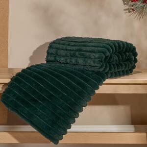 Faux Fur Thick Rib Throw - Green by OHS