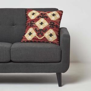 Homescapes Tirana Handwoven Traditional Red Kilim Cushion - Red by Homescapes
