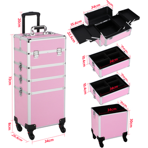 4 Tier Rolling Cosmetic Case - Pink by Yaheetech