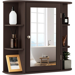 Mirrored Bathroom Hanging Cabinet - Brown by Costway
