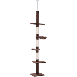 Pawhut Floor to Ceiling Cat Tree for Large Cats - Brown by Pawhut