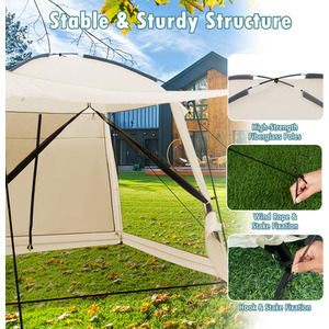 6-8 Person Portable Camping Tent - Beige by Costway