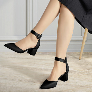 High Heels Closed Toe Block Pumps by Livingandhome