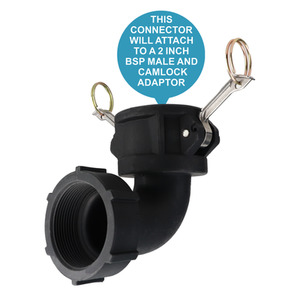 Camlock Coupler (2 inch) to BSP Female (2 Inch) 90-degree elbow - Black by DNA PACKAGING LTD