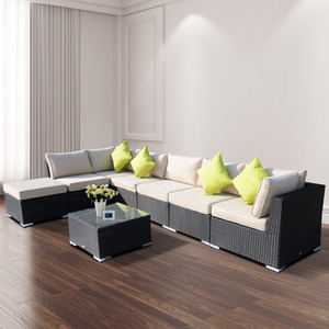 Outsunny 8 Piece Rattan Sofa Garden Furniture Set - Black by Outsunny