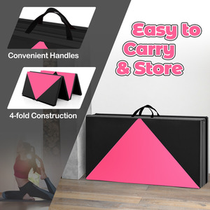 8FT Folding Gymnastics Mat - Pink by Costway