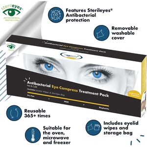 Premium Hot Cold Eye Compress with Biodegradable Eyelid Wipes by The Eye Doctor