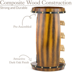 Wooden Barrel Wine 14 Bottle Holder - Brown by Christow