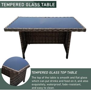 6 Pieces Patio Dining Set Rattan Furniture Set with Cushions - Grey by Furniture One