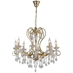 Vela Ceiling Pendant Chandelier 8 Light French Gold, Crystal - French Gold