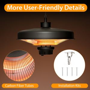 2000W Patio Ceiling Electric Heater - Black by Costway