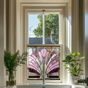 Zungri Art Deco Stained Glass Privacy Window Film - Pink / 55cm by Creative Printing Solutions