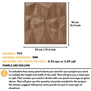 3D Wall Panels (50x50 cm) PVC Cladding Panel in Diamond Design by NOVECRAFTO