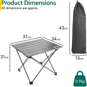 Lightweight Camping Table - Grey / 34cm by Trail