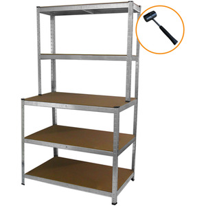 Monster Racking Galwix Workbench Shelving Unit - No Mallet - Silver by Monster Racking