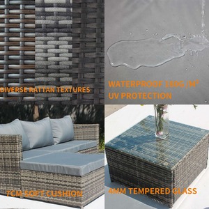 5Pcs Rattan Garden Furniture Set - Grey by BIRCHTREE