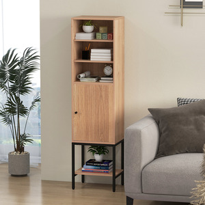 Freestanding Cabinet with Adjustable Shelf - Brown by Costway