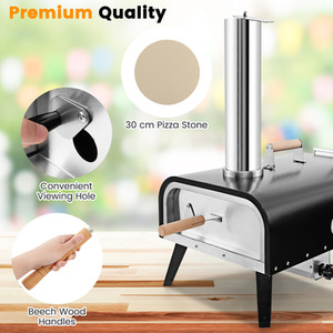 Outdoor Rotatable Pizza Oven - Black by Costway