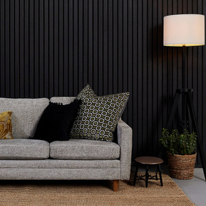 4x Wood Acoustic Slatted Wall Panels - Smoke Black by Aluxo