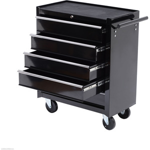 HOMCOM 5 Drawer Tool Storage Cabinet - Black & Silver by HOMCOM